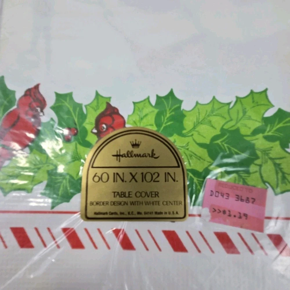 3 Vtg 80s Hallmark & Lay-Cee's Paper Christmas Table Covers 60x102 and 52x90 NOS
